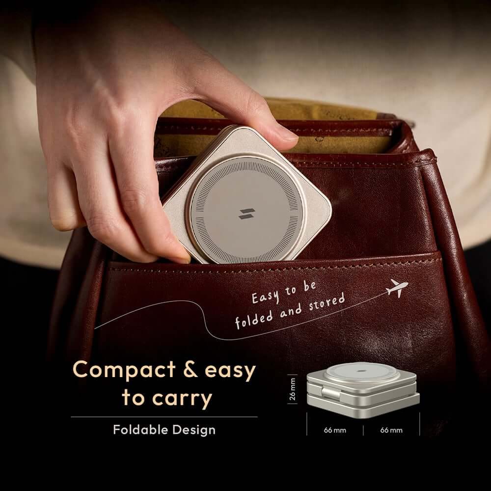 แท่นชาร์จไร้สาย ADAM elements Mag 3 Pro Qi2 3-in-1 Foldable Travel Charging Station สีเทาเข้ม